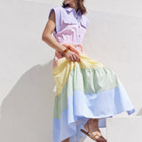Colorblock Shirt Midi Dress