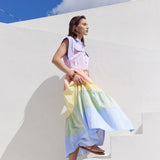 Colorblock Shirt Midi Dress