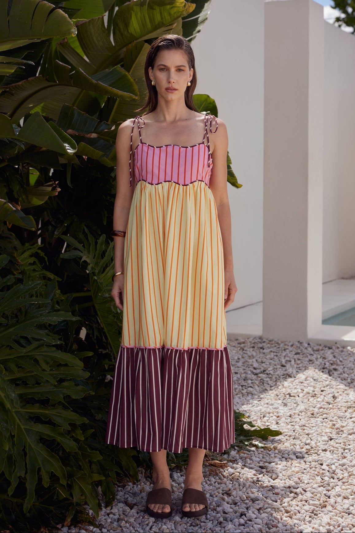 Striped Smocked Waist Maxi Dress English Factory Striped Smocked Waist Maxi Dress English Factory
