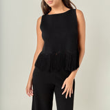 Fringe Detail Sleeveless Knit Top