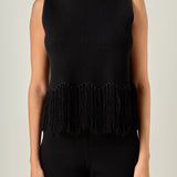 Fringe Detail Sleeveless Knit Top