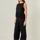 Fringe Detail Sleeveless Knit Top