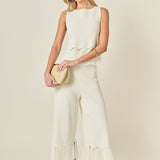 Fringe Detail Sleeveless Knit Top