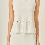 Fringe Detail Sleeveless Knit Top
