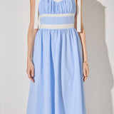 Contrast Stripe Tie Shoulder Midi Dress