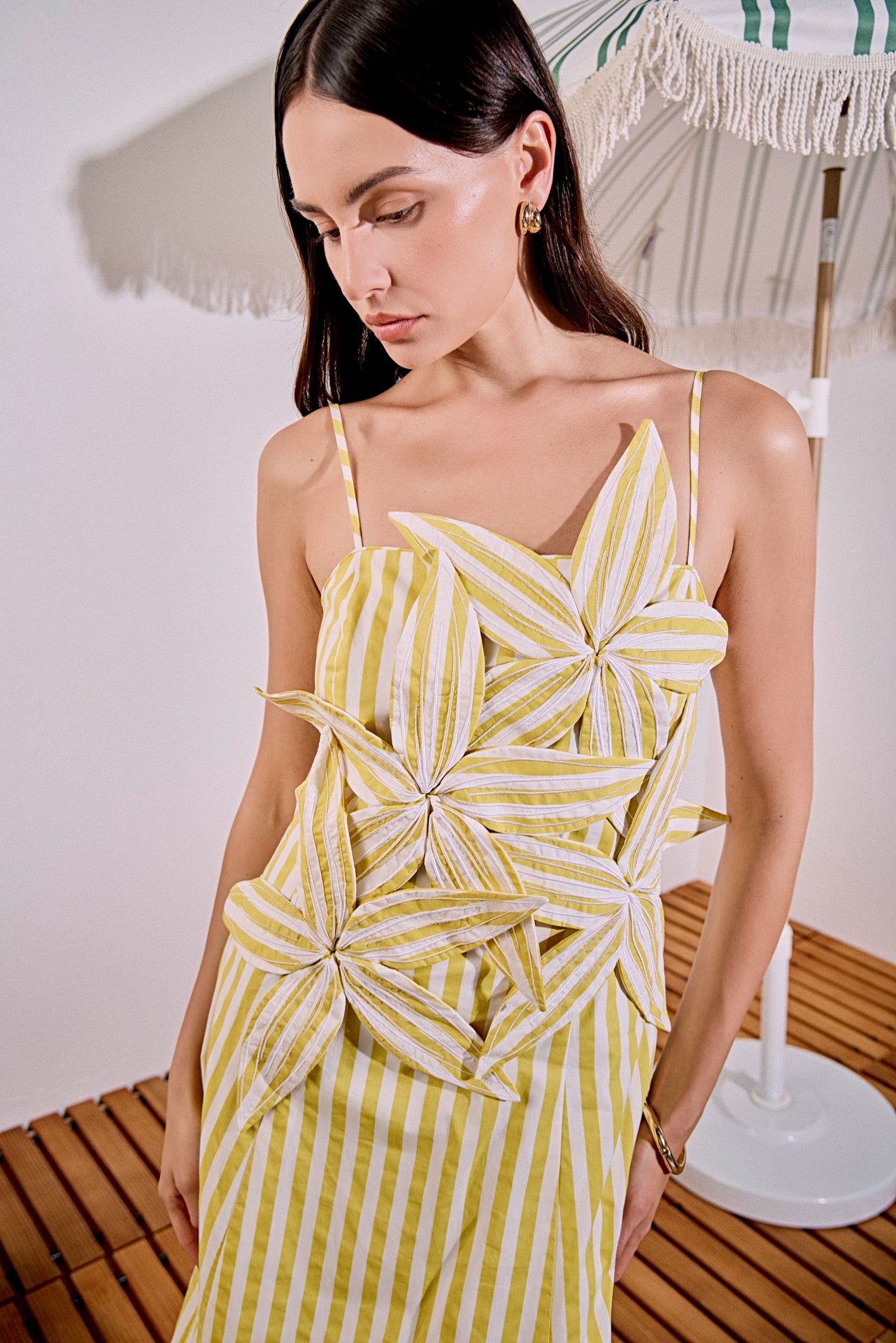 flower applique midi dress White Mesh Floral Dress - Applique Midi Dress - Bustier Dress