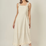 Floral Strap Linen Midi Dress