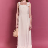 Floral Strap Linen Midi Dress