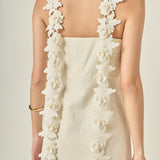 Floral Strap Linen Midi Dress