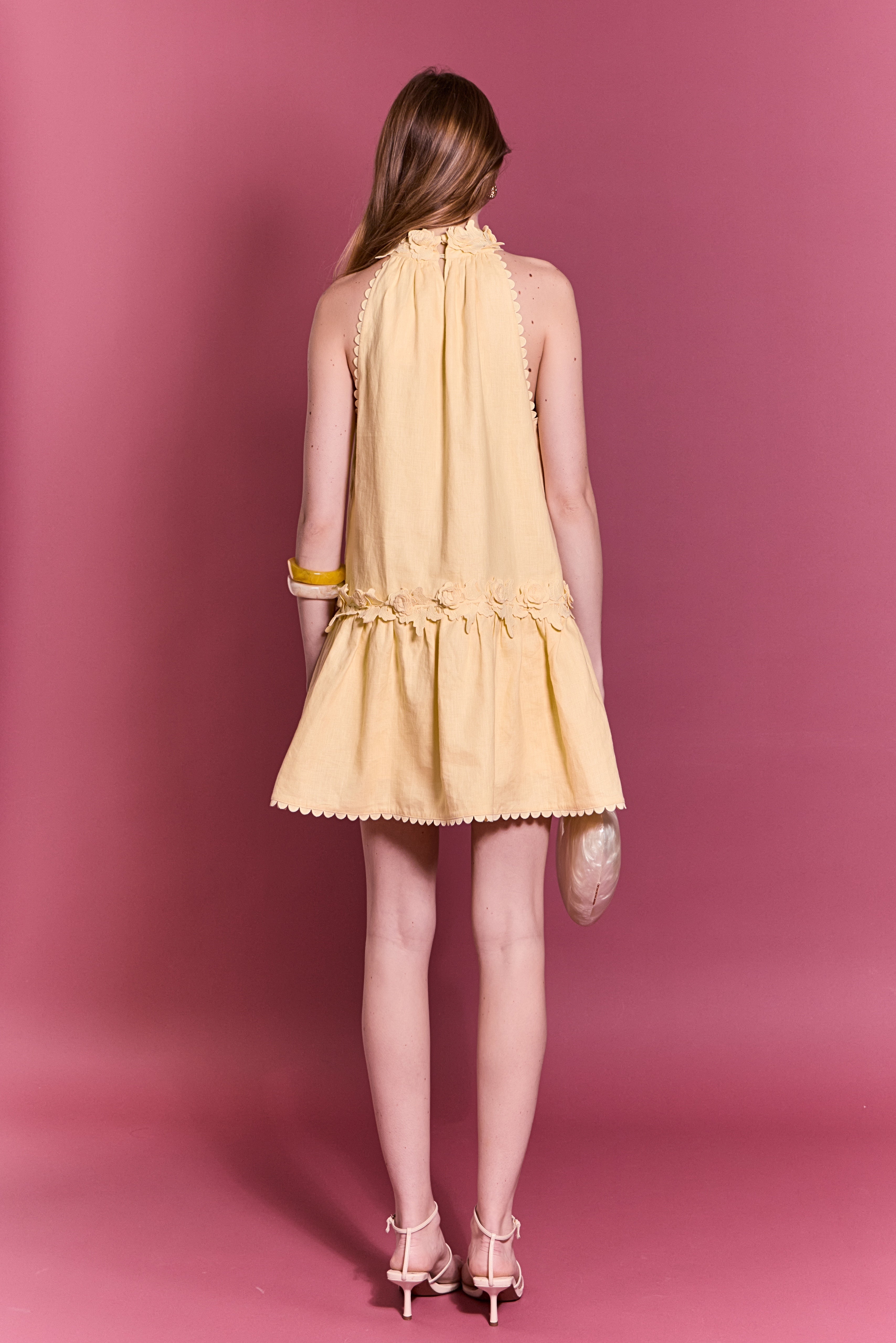 butter yellow halter mini dress Vestido Mini Arabelle Halter - Butter Yellow