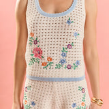Floral Embroidered Crochet Top