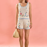 Floral Embroidered Crochet Top