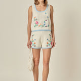 Floral Embroidered Crochet Top