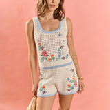 Floral Embroidered Crochet Shorts