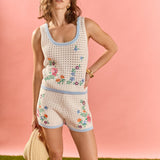 Floral Embroidered Crochet Top