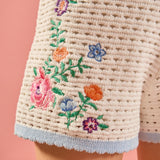 Floral Embroidered Crochet Shorts