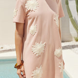Floral Appliqué Mini T-Shirt Dress