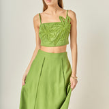 Tropical Palm Linen Crop Top