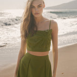 Tropical Palm Linen Crop Top