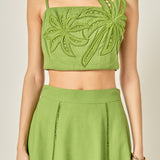Tropical Palm Linen Crop Top