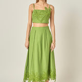 Tropical Palm Linen Crop Top