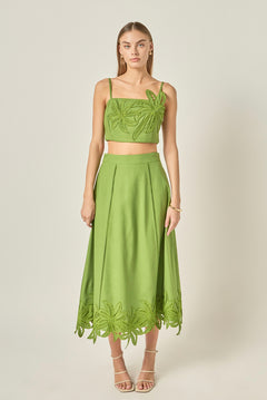 Tropical Palm Linen Crop Top