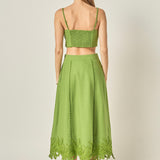 Tropical Palm Linen Crop Top