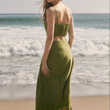 Tropical Palm Linen Crop Top