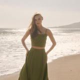 Tropical Palm Linen Crop Top