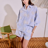 Striped Embroidery Detail Shorts
