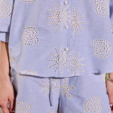 Striped Embroidery Detail Shorts