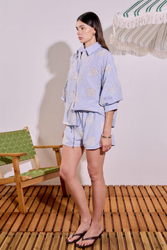 Striped Embroidery Detail Shorts