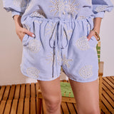 Striped Embroidery Detail Shorts