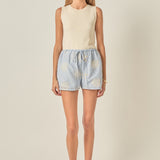 Striped Embroidery Detail Shorts