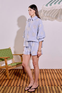 Striped Embroidery Detail Shorts