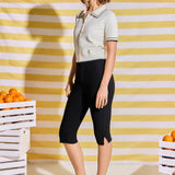 Collared Short Sleeve Knit Cardigan