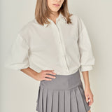 Lace Collar Balloon Sleeve Button-Up Shirt