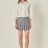 Lace Collar Balloon Sleeve Button-Up Shirt