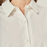 Lace Collar Balloon Sleeve Button-Up Shirt