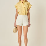 Embroidered Ruffle Short Sleeve Shirt