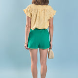 Embroidered Ruffle Short Sleeve Shirt