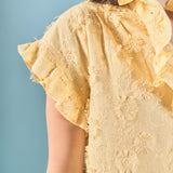 Embroidered Ruffle Short Sleeve Shirt