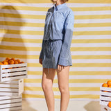 Striped Colorblock Button-Up Shirt