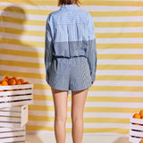 Striped Colorblock Button-Up Shirt