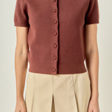 Contrast Collar Knit Cardigan