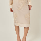 Beaded Floral Sheer Midi Skirt