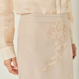 Beaded Floral Sheer Midi Skirt