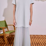 Sheer Hem Mixed Media Maxi Dress