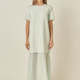 Sheer Hem Mixed Media Maxi Dress