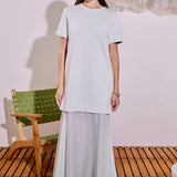 Sheer Hem Mixed Media Maxi Dress